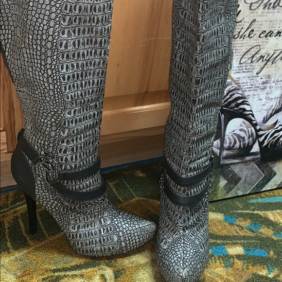 snakeskin calf boots